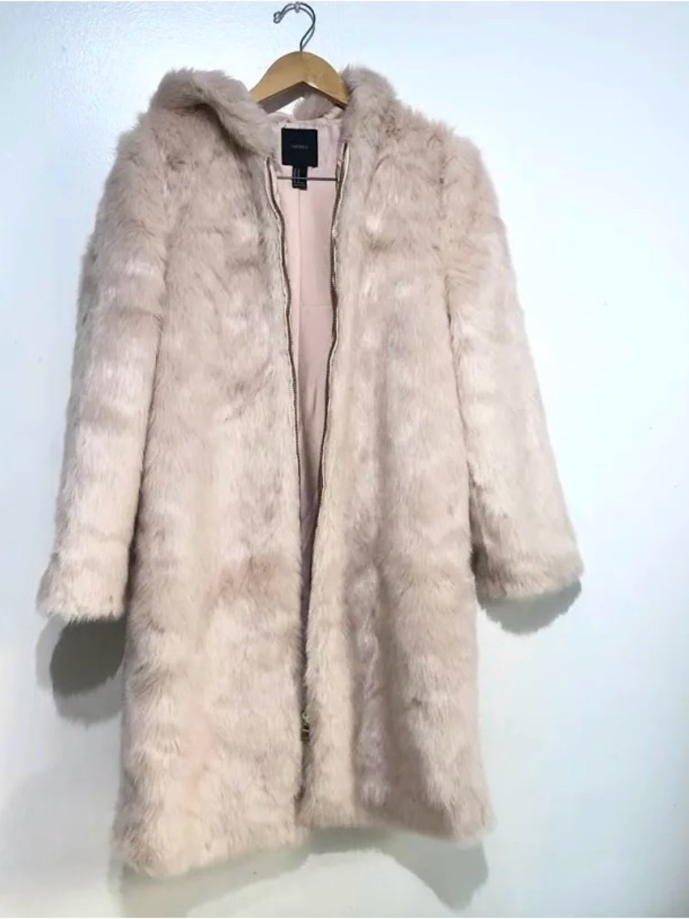 Women's Faux Fur Hooded Coat in light pink